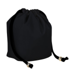 Klein nylon zakje met elegante zwarte trekkoordsluiting kleur zwart eerste weergave