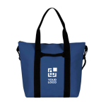 Tas van zacht synthetisch leer met dubbele zwarte handgreep kleur marineblauw met afdrukgebied