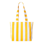 Strandtas van gerecycled katoen met streeppatroon kleur geel eerste weergave