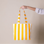 Strandtas van gerecycled katoen met streeppatroon kleur geel derde weergave