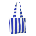 Strandtas van gerecycled katoen met streeppatroon kleur koningsblauw tweede weergave