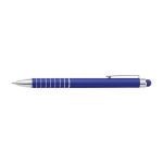 Aluminium aanraakpen met draaimechanisme, blauwe inkt kleur ultramarijn blauw eerste weergave
