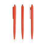 Ecologische pen met eenkleurige body en brede clip, blauwe inkt kleur rood