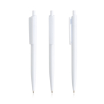 Ecologische pen met eenkleurige body en brede clip, blauwe inkt kleur wit