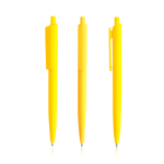 Ecologische pen met eenkleurige body en brede clip, blauwe inkt kleur geel