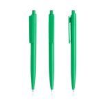Ecologische pen met eenkleurige body en brede clip, blauwe inkt kleur groen