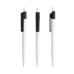 Pen van gerecycled plastic met brede gekleurde clip, blauwe inkt kleur zwart