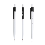 Pen van gerecycled plastic met brede gekleurde clip, blauwe inkt kleur zwart