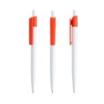 Pen van gerecycled plastic met brede gekleurde clip, blauwe inkt kleur rood