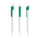 Pen van gerecycled plastic met brede gekleurde clip, blauwe inkt kleur groen