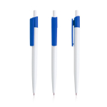 Pen van gerecycled plastic met brede gekleurde clip, blauwe inkt kleur koningsblauw