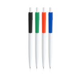 Pen van gerecycled plastic met brede gekleurde clip, blauwe inkt