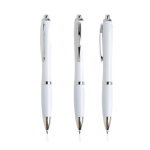 Pen van oceaanplastic met verchroomde details, blauwe inkt kleur wit