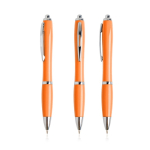 Pen van oceaanplastic met verchroomde details, blauwe inkt kleur oranje