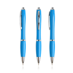 Pen van oceaanplastic met verchroomde details, blauwe inkt kleur turkoois