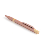 Pen van gerecycled aluminium met bamboedetails, blauwe inkt