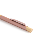Pen van gerecycled aluminium met bamboedetails, blauwe inkt