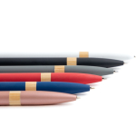 Pen van gerecycled aluminium met bamboedetails, blauwe inkt