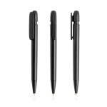 Pen van gerecycled plastic met brede clip en blauwe inkt kleur zwart