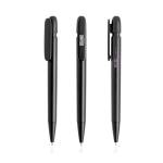 Pen van gerecycled plastic met brede clip en blauwe inkt kleur zwart