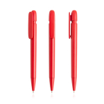 Pen van gerecycled plastic met brede clip en blauwe inkt kleur rood