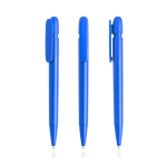 Pen van gerecycled plastic met brede clip en blauwe inkt kleur koningsblauw
