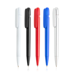Pen van gerecycled plastic met brede clip en blauwe inkt