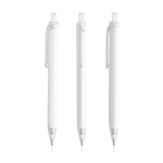 Driehoekige pen van plastic met transparante details, blauwe inkt kleur wit