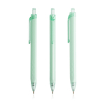 Driehoekige pen van plastic met transparante details, blauwe inkt kleur mintgroen
