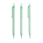 Driehoekige pen van plastic met transparante details, blauwe inkt kleur mintgroen