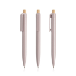 Pen van gerecycled plastic met bamboeknop, blauwe inkt kleur lichtroze