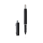 Elegante rollerpen van aluminium met zilveren details, blauwe inkt kleur zwart