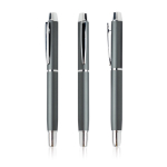 Elegante rollerpen van aluminium met zilveren details, blauwe inkt kleur donkergrijs