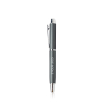 Elegante rollerpen van aluminium met zilveren details, blauwe inkt