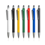 Eco-pen van herbruikbaar plastic met rubberen afwerking, blauwe inkt