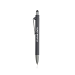Eco-pen van herbruikbaar plastic met rubberen afwerking, blauwe inkt