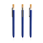 Pen van oceaanplastic met bamboeklikmechanisme, zwarte inkt kleur marineblauw