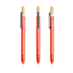 Pen van oceaanplastic met bamboeklikmechanisme, blauwe inkt kleur rood