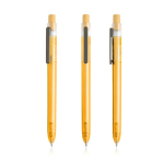 Pen van oceaanplastic met bamboeklikmechanisme, blauwe inkt kleur oranje