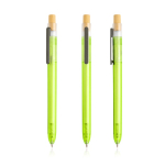 Pen van oceaanplastic met bamboeklikmechanisme, blauwe inkt kleur lichtgroen