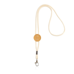 Ecologische lanyard met buisvormig ontwerp en bamboeafstelling kleur beige