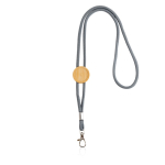Ecologische lanyard met buisvormig ontwerp en bamboeafstelling kleur lichtgrijs