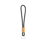Buisvormige sleutelhanger van polyester met bamboeafstelling kleur zwart