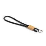 Buisvormige sleutelhanger van polyester met bamboeafstelling kleur zwart