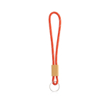 Buisvormige sleutelhanger van polyester met bamboeafstelling kleur rood