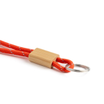 Buisvormige sleutelhanger van polyester met bamboeafstelling