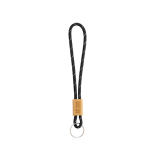 Buisvormige sleutelhanger van polyester met bamboeafstelling
