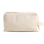 Canvas toilettas met dubbel compartiment en inbegrepen handvat kleur beige