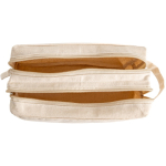 Canvas toilettas met dubbel compartiment en inbegrepen handvat kleur beige