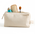 Canvas toilettas met dubbel compartiment en inbegrepen handvat